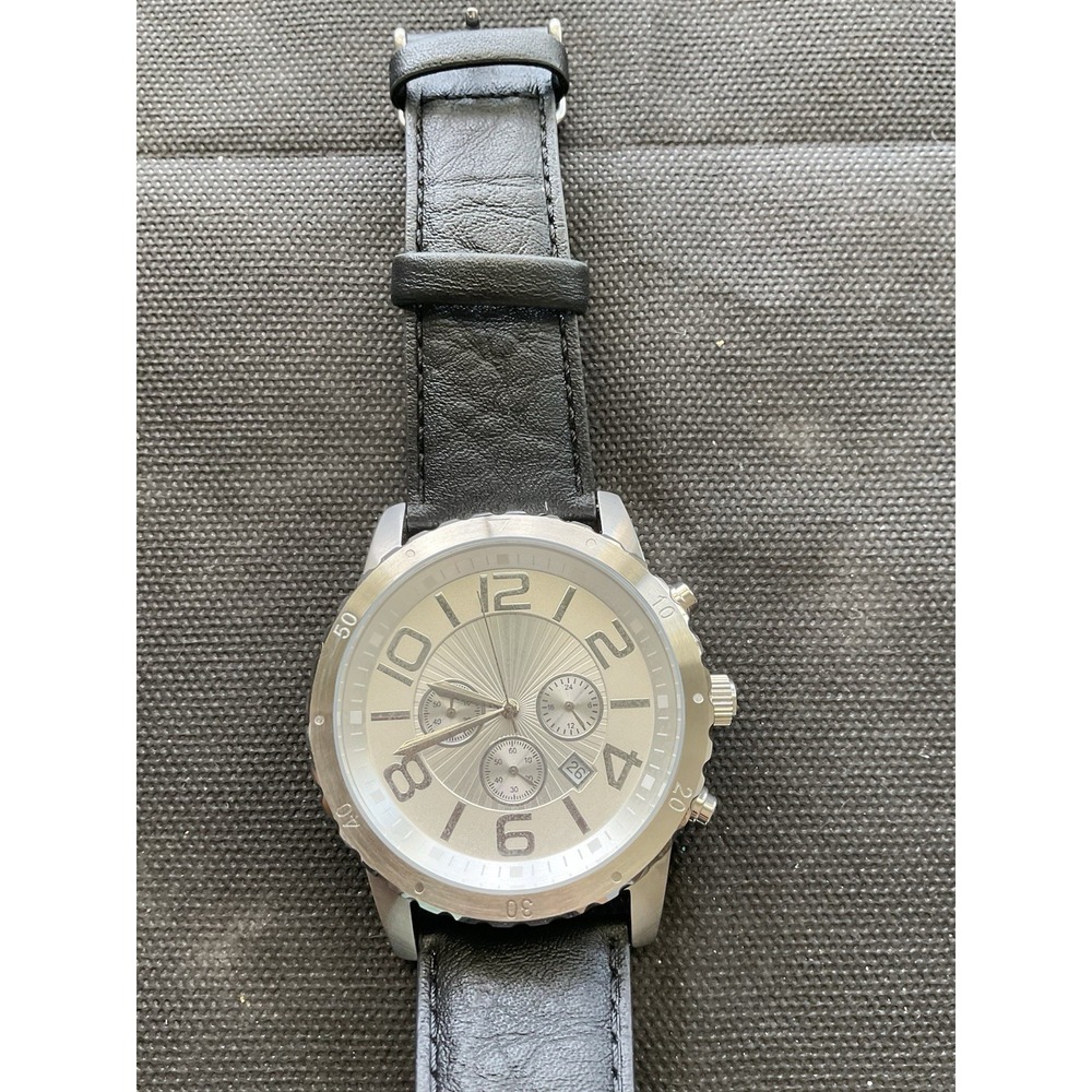 Silpada retired chronograph boyfriend-style watch with a black leather band